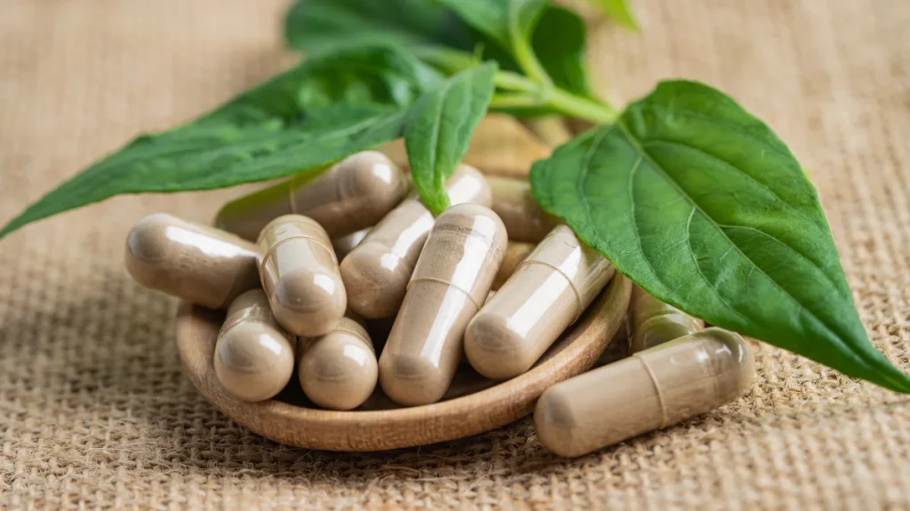 Natural Extracts: Brown Capsules made from herb extracts.