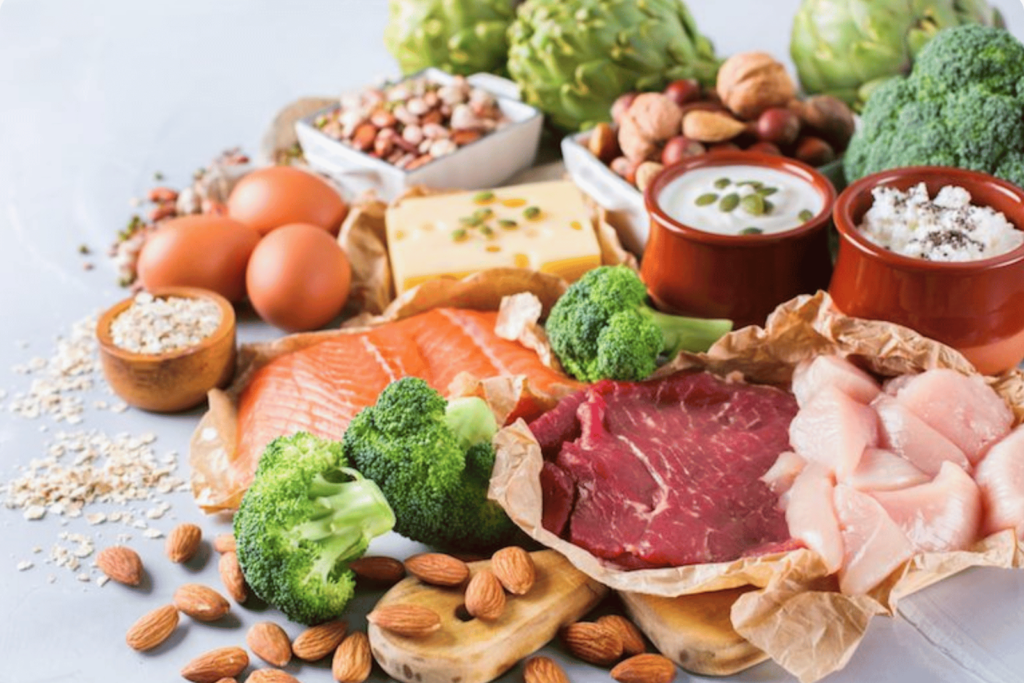 food sources of vitamin b12: red meat, salmon, broccoli, eggs, chicken.