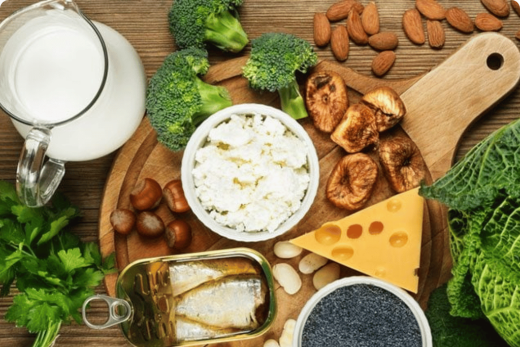 Food sources for Vitamin D3 and K2: Cheese, dairy products, spinach, Kale, Broccoli