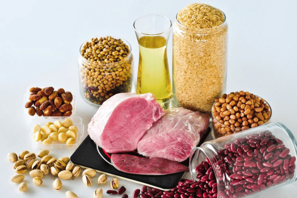 Vitamin B1 food sources: Red meat, legumes and nuts and seeds