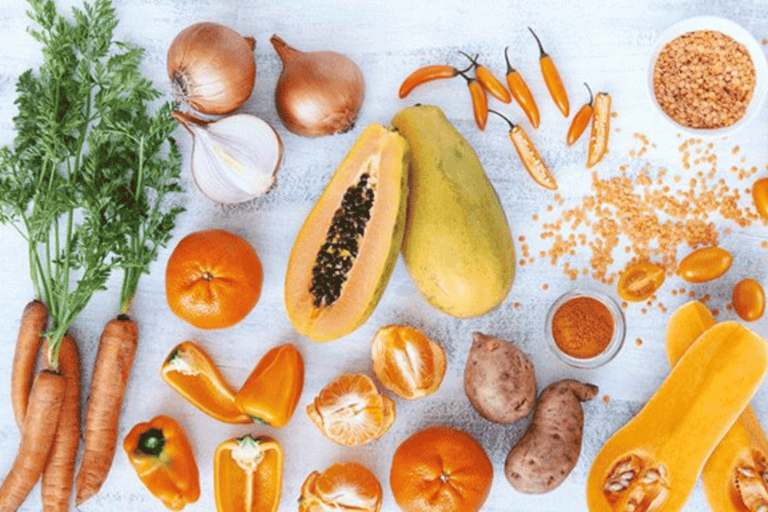 sources of beta carotene: Carrot, Papaya, oranges