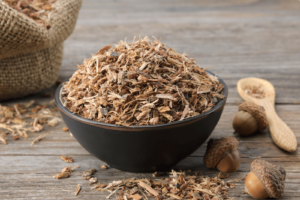 a photo depicting a bowl full of cramp bark extract