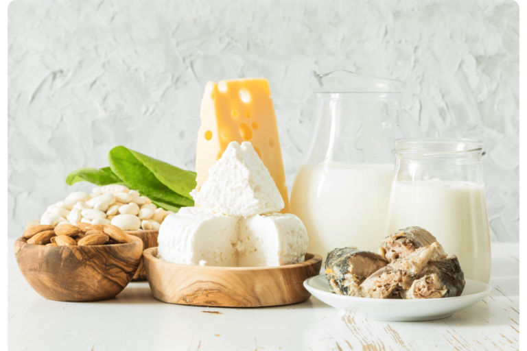 Food sources of calcium: Milk, Mushroom , cheese, cottage cheese