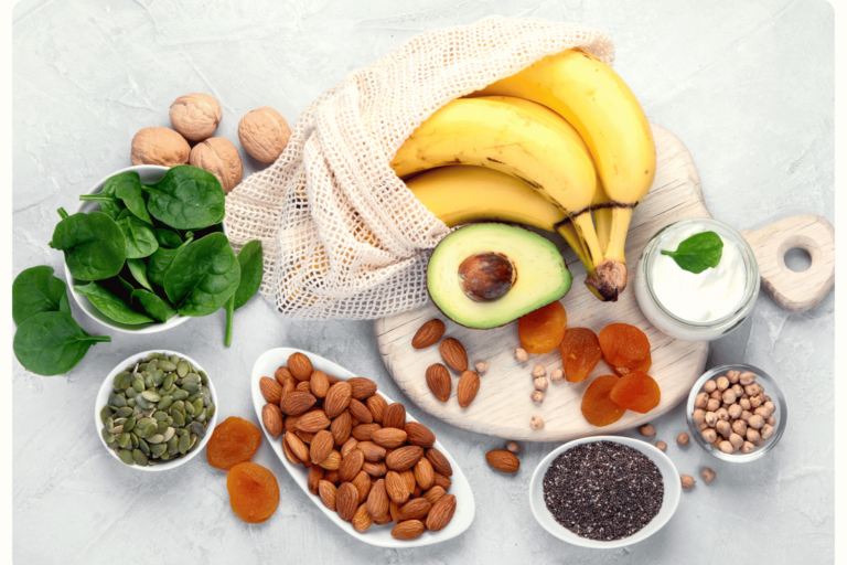food sources of potassium: Banana, avocado, almond, walnuts, spinach