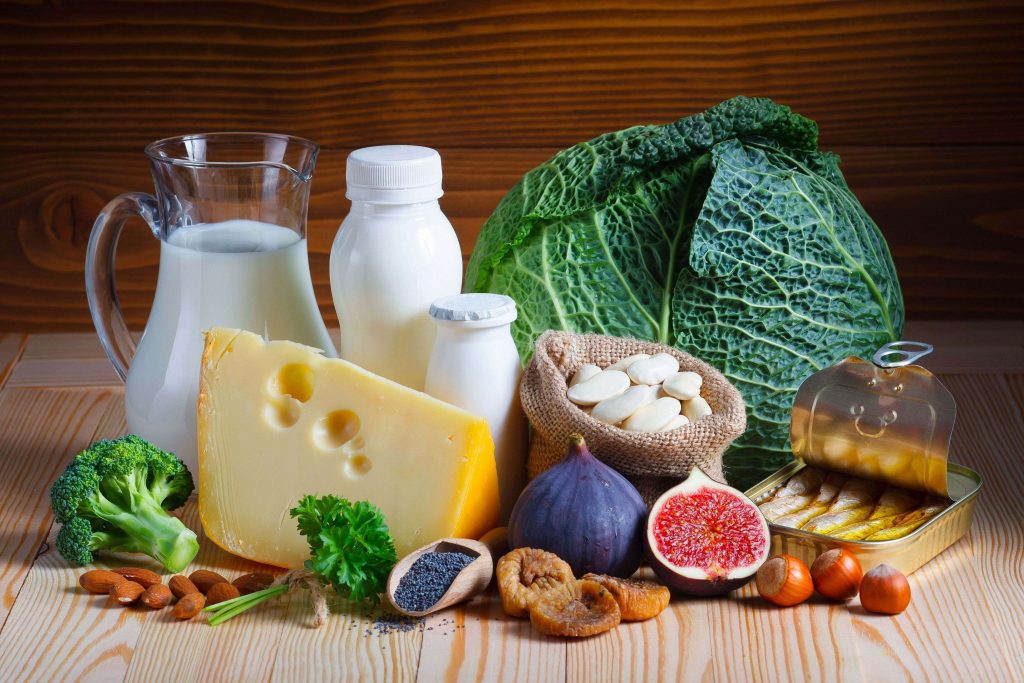 food sources of calcium: Milk, cheese, yoghurt, fig, legumes, cabbage, chia seeds, broccoli.